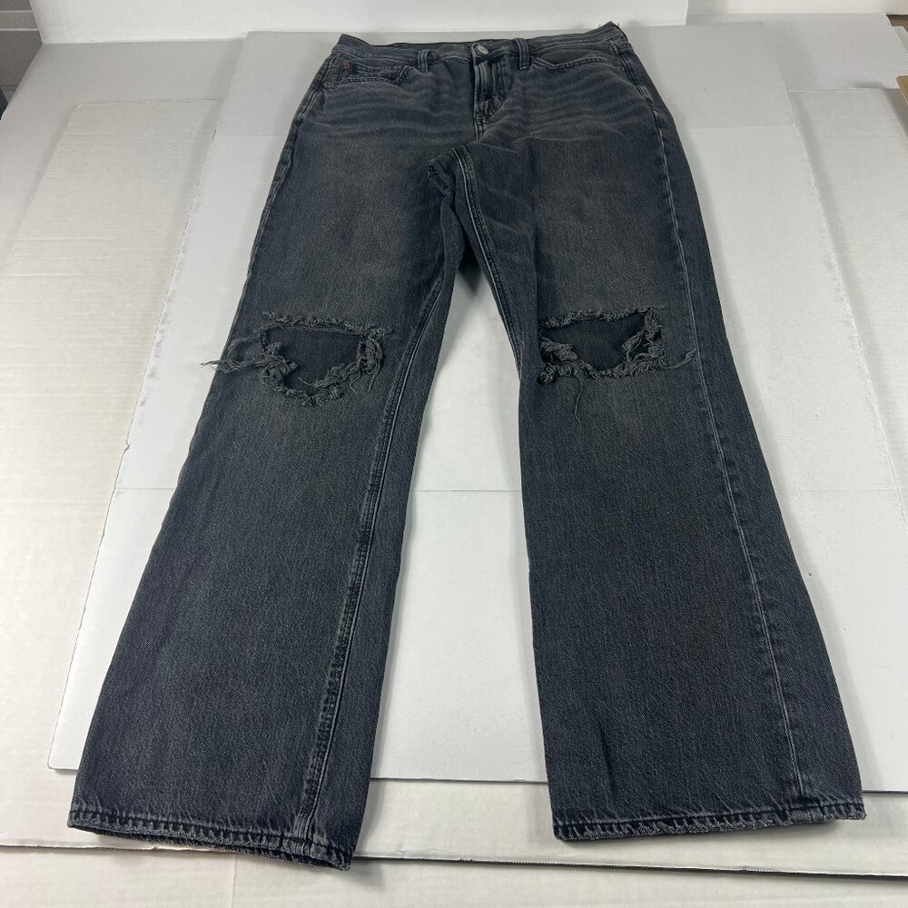 American Eagle Outfitters Black Distressed Bootcut Jeans with Knee Rips
